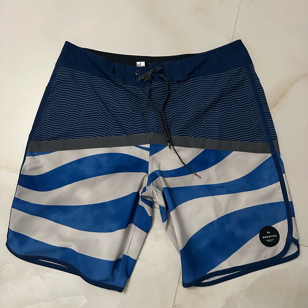 Men's Quicksilver Blue and Gray Swim Shorts